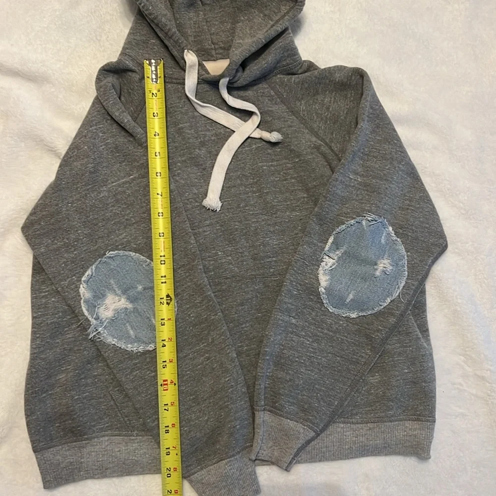 Small Free people Riley cotton hoodie with denim elbow patches. - Picture 3 of 8